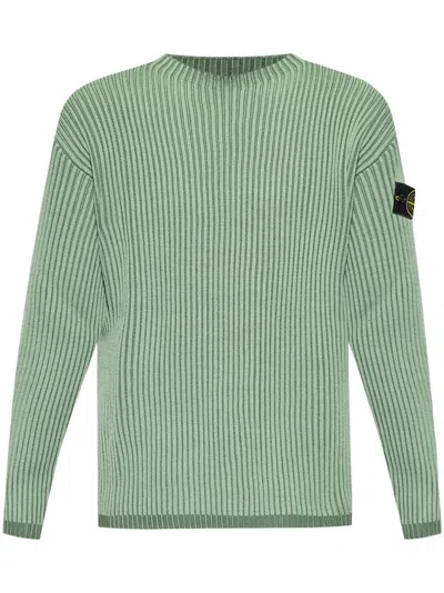 Stone Island Ribbed Virgin-wool Jumper In Green