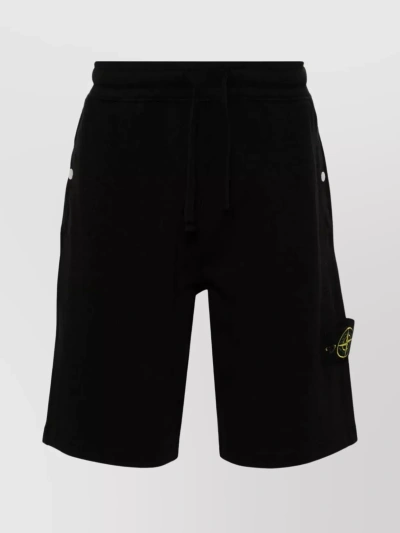 Stone Island Ribbed Waistband Bermuda Shorts In Black