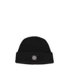 Stone Island Ribbed Knit Beanie With Compass Logo Patch In Black