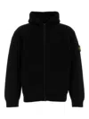 Stone Island Hooded Sweater With Zip In Wool And Cashmere In Black