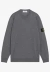 Stone Island Ribbed Sweater With Application In Gray