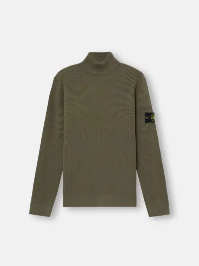 Stone Island Ribbed Wool Sweater In Brown