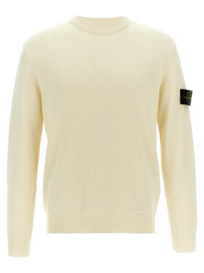 Stone Island Ribbed Wool Sweater Sweaters And Cardigans White In Neutral