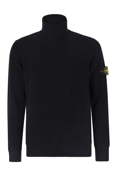 STONE ISLAND STONE ISLAND RIBBED WOOL TURTLENECK PULLOVER