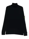 Stone Island Black Wool Turtleneck Sweater In Black