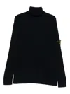 Stone Island Turtleneck Jumper With Finely Ribbed Trims In Blue