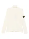 Stone Island Ribbed Wool Turtleneck Sweater Regular Fit In Burgundy