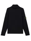 Stone Island Black Wool Turtleneck Sweater In Black