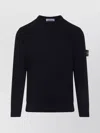 Stone Island Ribbed Wool Turtleneck Sweater Clothing In Blue
