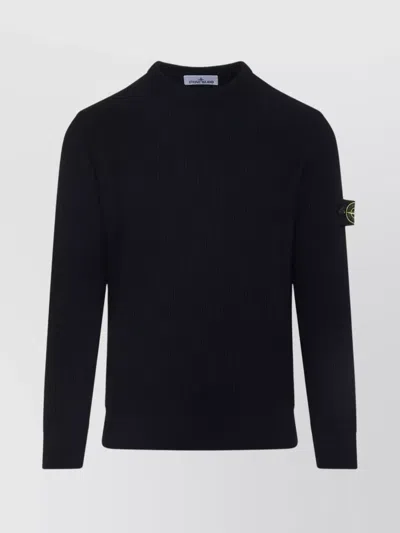 Stone Island Ribbed Wool Turtleneck Sweater Clothing In Blue