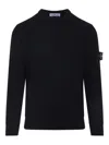 Stone Island Ribbed Wool Turtleneck Sweater Clothing In Blue