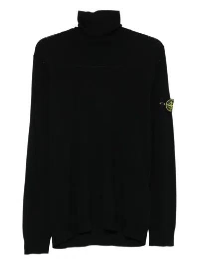STONE ISLAND STONE ISLAND RIBBED WOOL TURTLENECK SWEATER CLOTHING