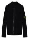 Stone Island Ribbed Zip-up Sweater In Black