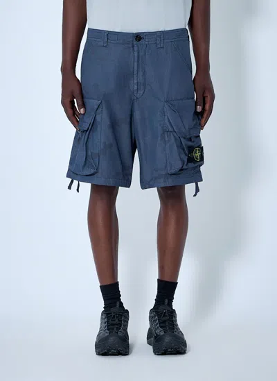 Stone Island Ripstop Cargo Shorts In Blue
