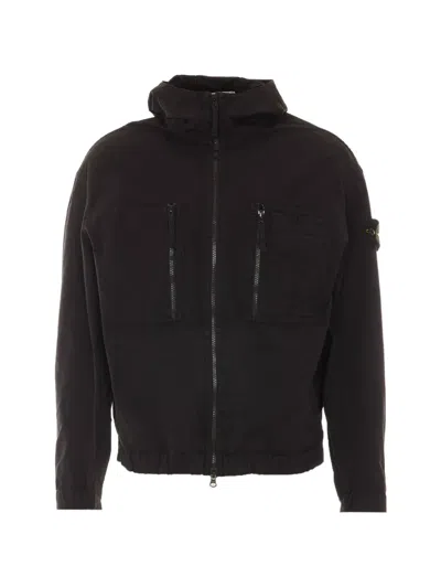 Stone Island Ripstop Hooded Jacket In Burgundy