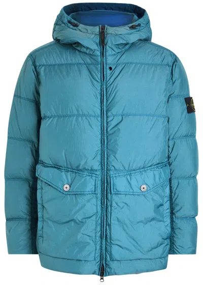Stone Island Ripstop Hooded Shell Jacket In Blue