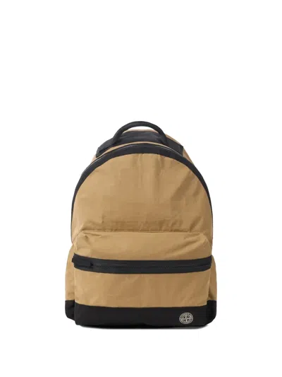 Stone Island Backpack With Pockets And Padded Straps In Brown