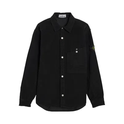 Pre-owned Stone Island Robust Cotton Moleskin Overshirt 'black' | Men's Size Xl