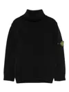 Stone Island Roll-neck Logo-patch Sweater In Black