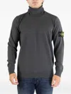 Stone Island Roll-neck Logo-patch Sweater In Gray