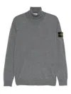 Stone Island Roll-neck Logo-patch Sweater In Gray