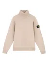 Stone Island Roll-neck Logo-patch Sweater In Nude