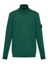 Stone Island Roll-neck Patch-pocket Sweater In Green