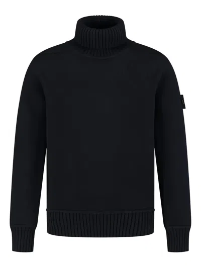 Stone Island Kids' Roll-neck Patch Sweater In Black