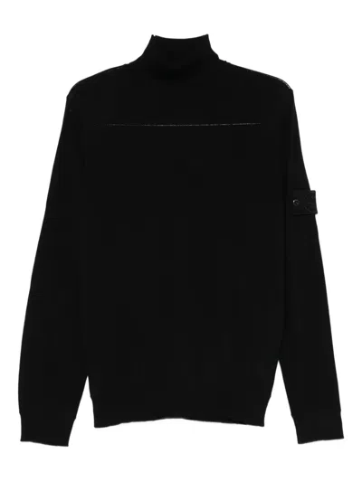 Stone Island Roll-neck Sweater In Black
