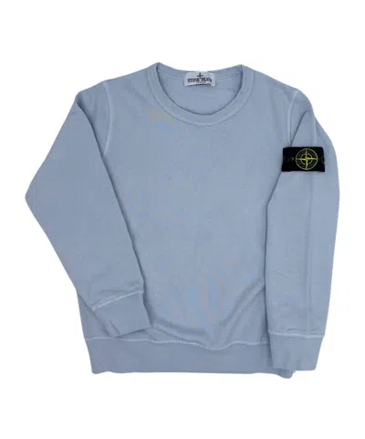 Stone Island Round-collar Long-sleeve Hoodie In Blue