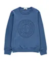 Stone Island Round Collar Long Sleeve Sweater In Blue