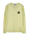 Stone Island Round Collar Long Sleeve Sweater In Yellow