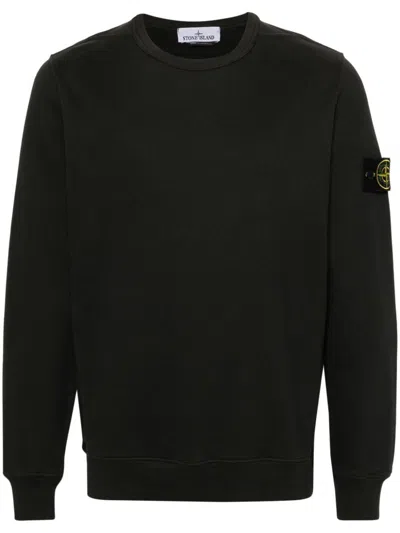 Stone Island Logo Cotton Sweatshirt In Grey