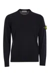 Stone Island Midnight Blue Wool Blend Sweater In Black