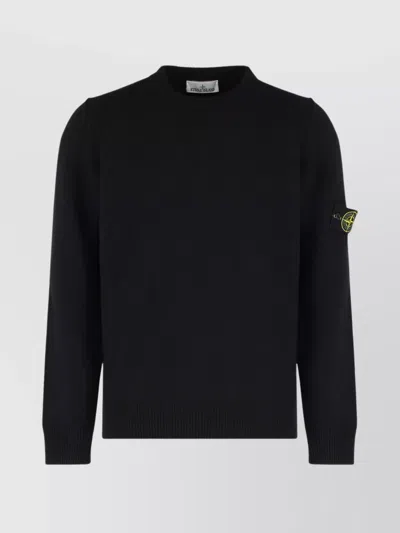 STONE ISLAND ROUND NECK KNIT SWEATER IN MIXED WOOL