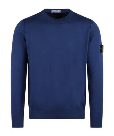 Stone Island Round Neck Sweater In Blue