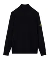 Stone Island Ribbed Knit Sweater With Logo Patch In Black