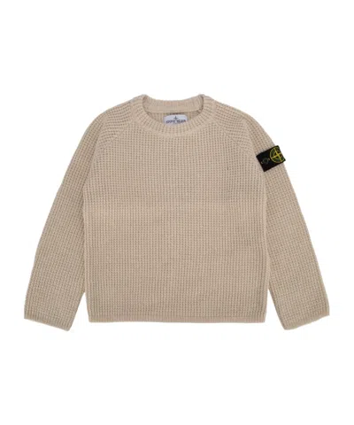 Stone Island Round Neck Sweater In Flaxen