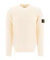 Stone Island Ivory Wool Blend Crewneck Sweater In White
