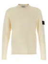Stone Island Ivory Wool Blend Crewneck Sweater In White