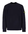 Stone Island Lightweight Wool Crew Neck Sweater With Raglan Sleeves Clothing In Blue