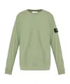 Stone Island Textured Crew Neck Cotton Sweatshirt In Green