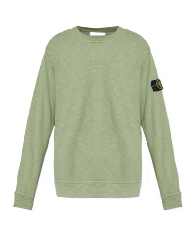 Stone Island Logo-patch Cotton Sweatshirt In Green
