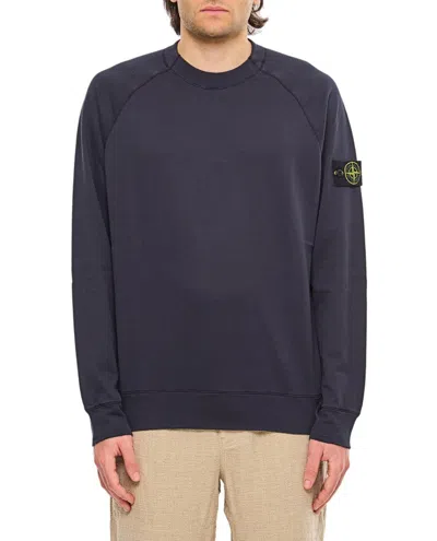 STONE ISLAND ROUND-NECK SWEATSHIRT WITH RIBBED CUFFS AND LOGO DETAIL