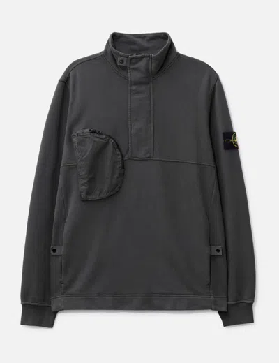 Stone Island Round Pocket Mockneck Sweatshirt In Gray