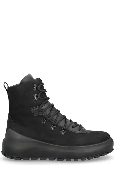 STONE ISLAND ROUND-TOE LACE-UP ANKLE BOOTS