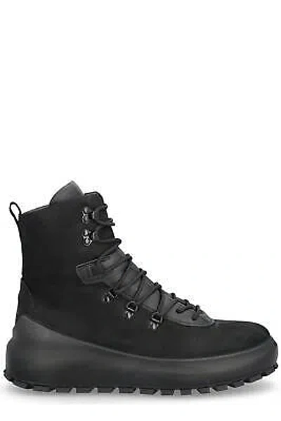 Pre-owned Stone Island Round-toe Lace-up Ankle Boots In Black