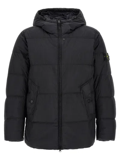 Stone Island Ruffled-texture Quilted Down Jacket In Blue