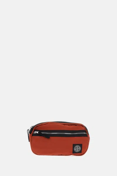 Stone Island Rust Logo Crossbody Bag In Brown