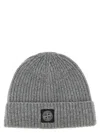 Stone Island Grey Ribbed Textured Beanie Hat